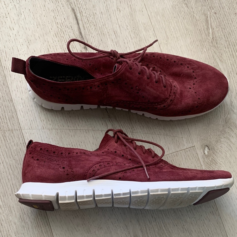 Cole Haan wingtip  maroon suede lace up‎ sneakers shoes size   9 women's